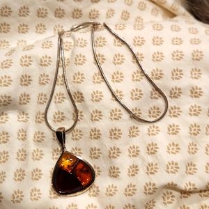 Amber Sterling Necklace